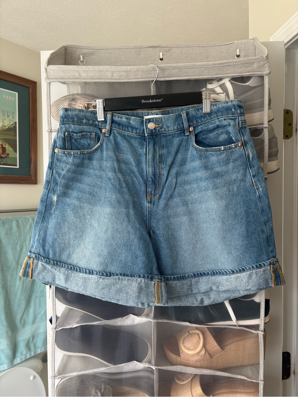 LOFT Light Blue Rolled-Hem Denim Shorts